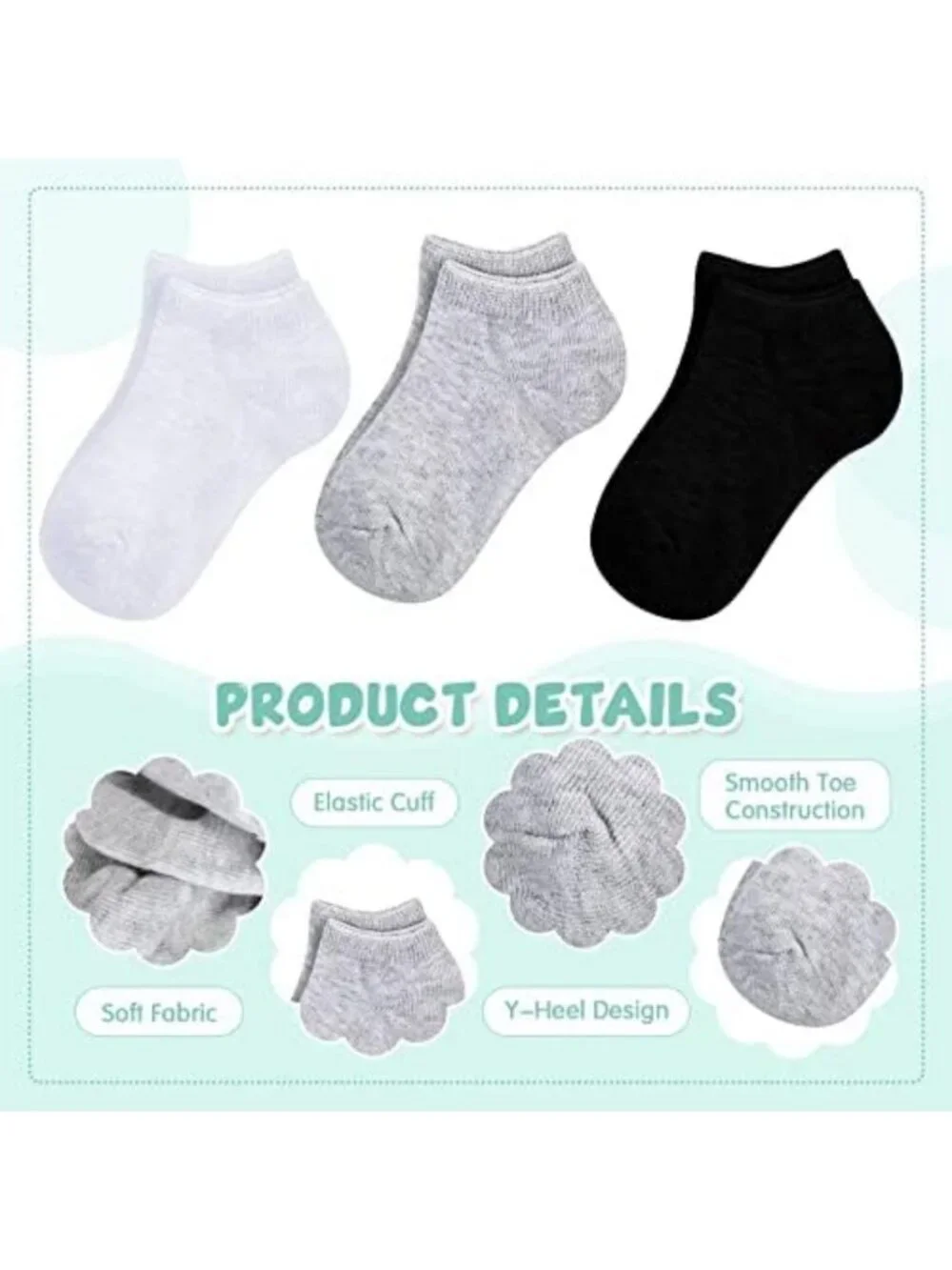 200 Pairs Toddler Low Cut Ankle Socks - Breathable Half Cushion for Kids 2-4